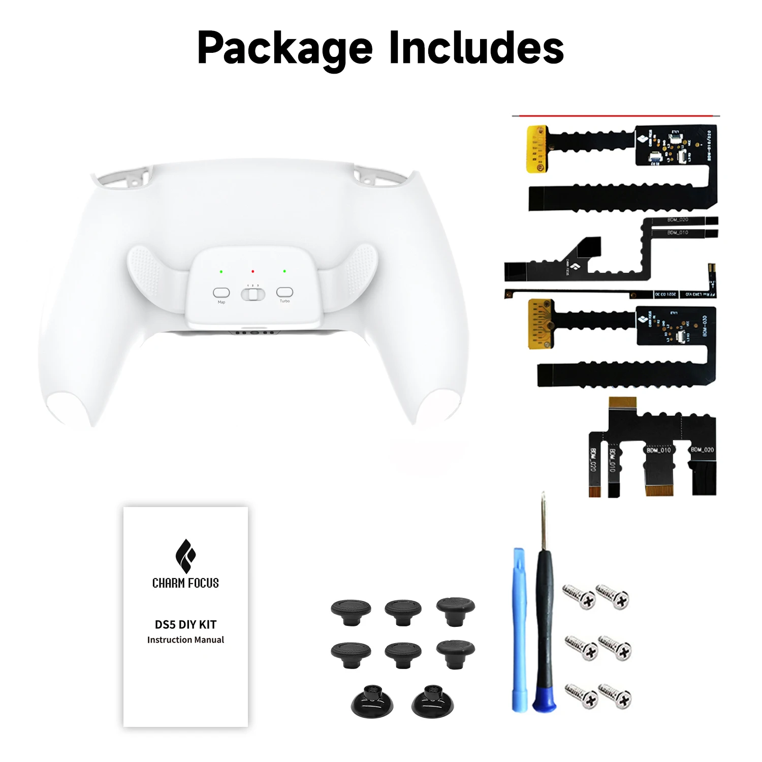 2 Back buttons for ps5 controller, accessory upgrade board, Redesigned Case, Programmable Rise Remapping Kit for ps5