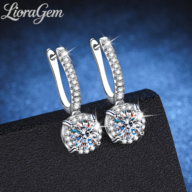 LioraGem Bud Moissanite Pendant Earrings, Luxurious 1-Carat D-Color Moissanite Earrings Platinum PT950 Stamp Party Charm Jewelry