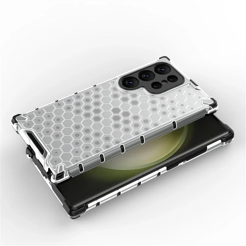 Honeycomb Pattern Armor HD Case for Samsung Galaxy S24 Ultra S23 Plus S22 S21 FE S20 10 Note 20 10 Lite Seismic Protective Shell