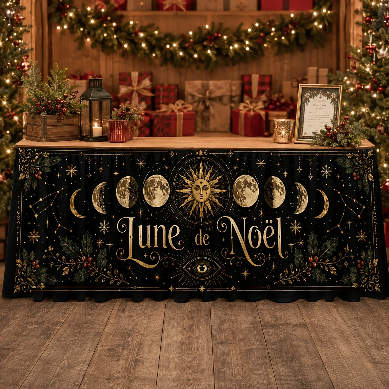 Tablecloth 1 piece - Christmas Moon Mystique - Christmas tablecloth - Moon phase - Sun - All-Powerful Eyexzj
