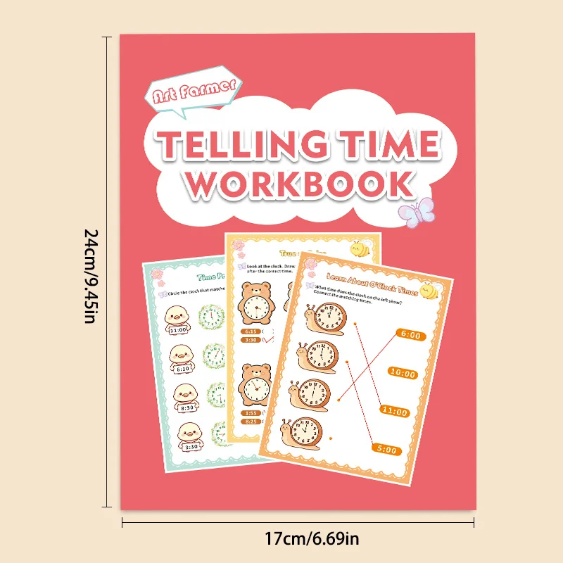 Early Learning Telling Time Workbook Children Clock Telling Time Practice Sheets Homeschool Kindergarten Math Activity Book