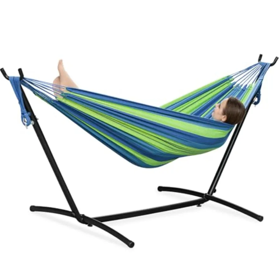 

Double Hammocks with Stand for Outside Portable Space Saving Heavy-Duty Steel Stand for Indoor Outdoor Patio with Sidebag 450 l