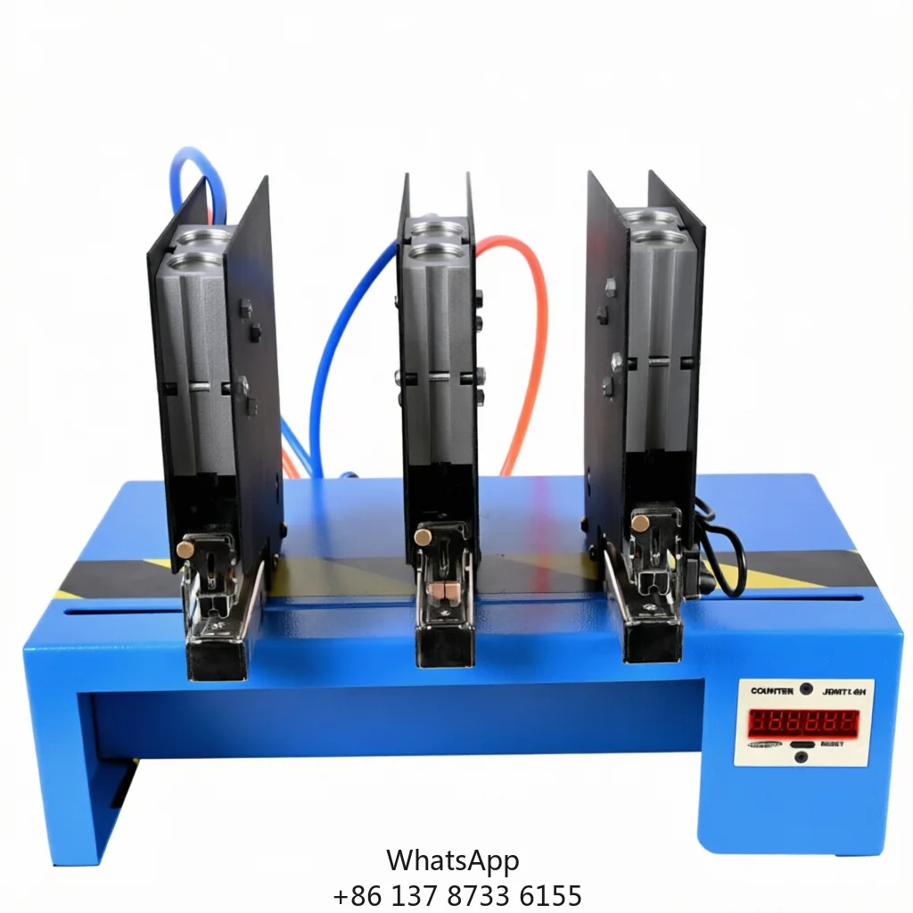 Factory 3 Head Pneumatic Stapler 10# With Counter Desktop Industrial Pneumatic Stapling Machine For Carton Paper Bag