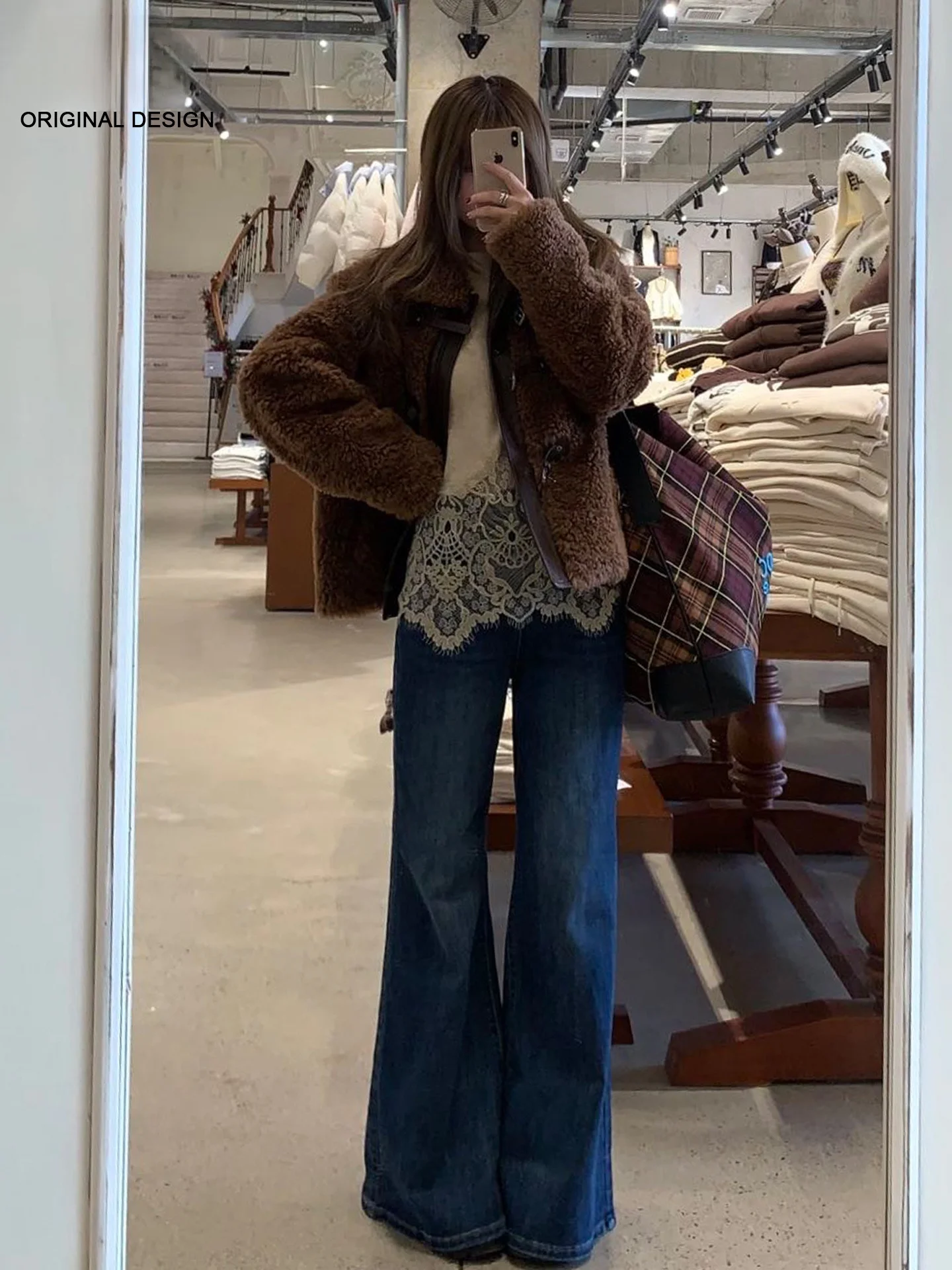 

American Design Retro Blue Bell Bottom Jeans Women's Summer Hot Girl Loose Slimming Floor-Length Pants Casual High Waist Denim