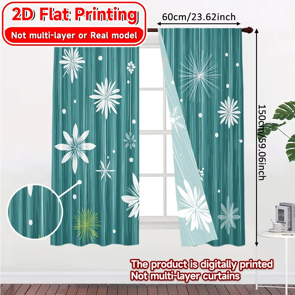 2D FLAT PRINTING 2pcs Curtains (Without Rod) Christmas Dog with Presents April Fools is Day Festival Fashion Curtains Versatile