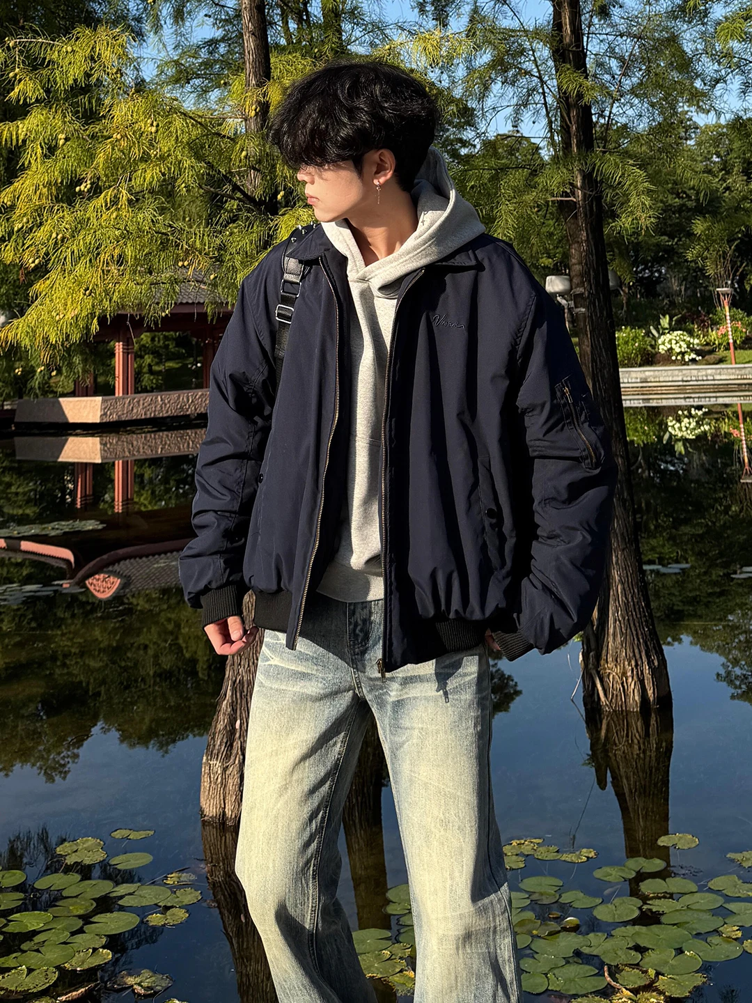 

Мужская зимняя куртка Thiened Cotton MA American Flight Jaet, модель Cleanfit Sle, теплая, повседневная, молодежная, с длинным рукавом и молнией.