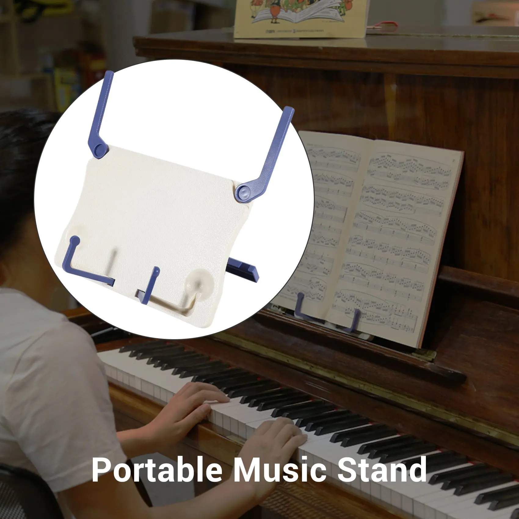 Folding Tabletop Music Stand, ABS folha titular, aplicável para guitarra, piano, violino, instrumento musical universal