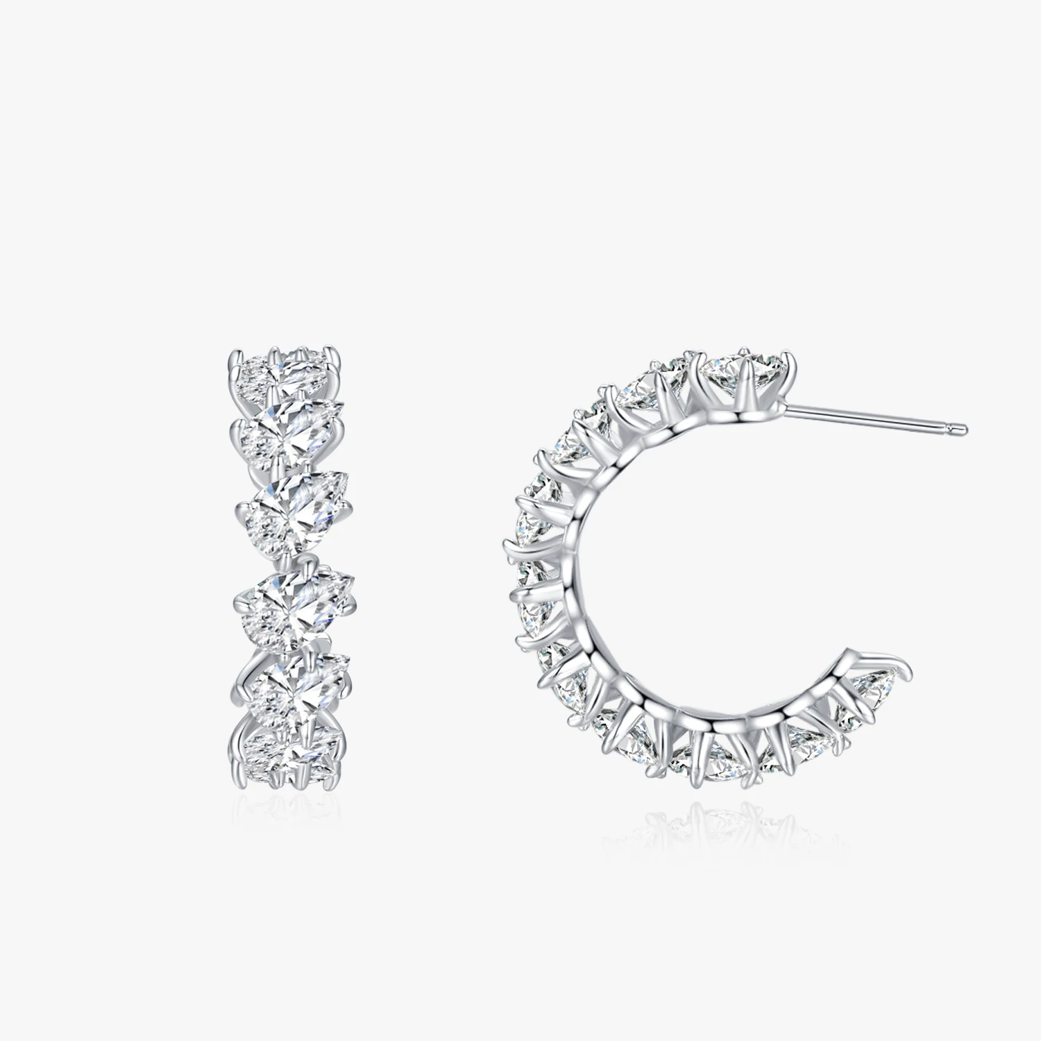 

Real 925 Sterling Silver Luxury Water Drop Shape Shining Zircon Stud Earrings for Women Classic Wedding Fine Jewelry Gift