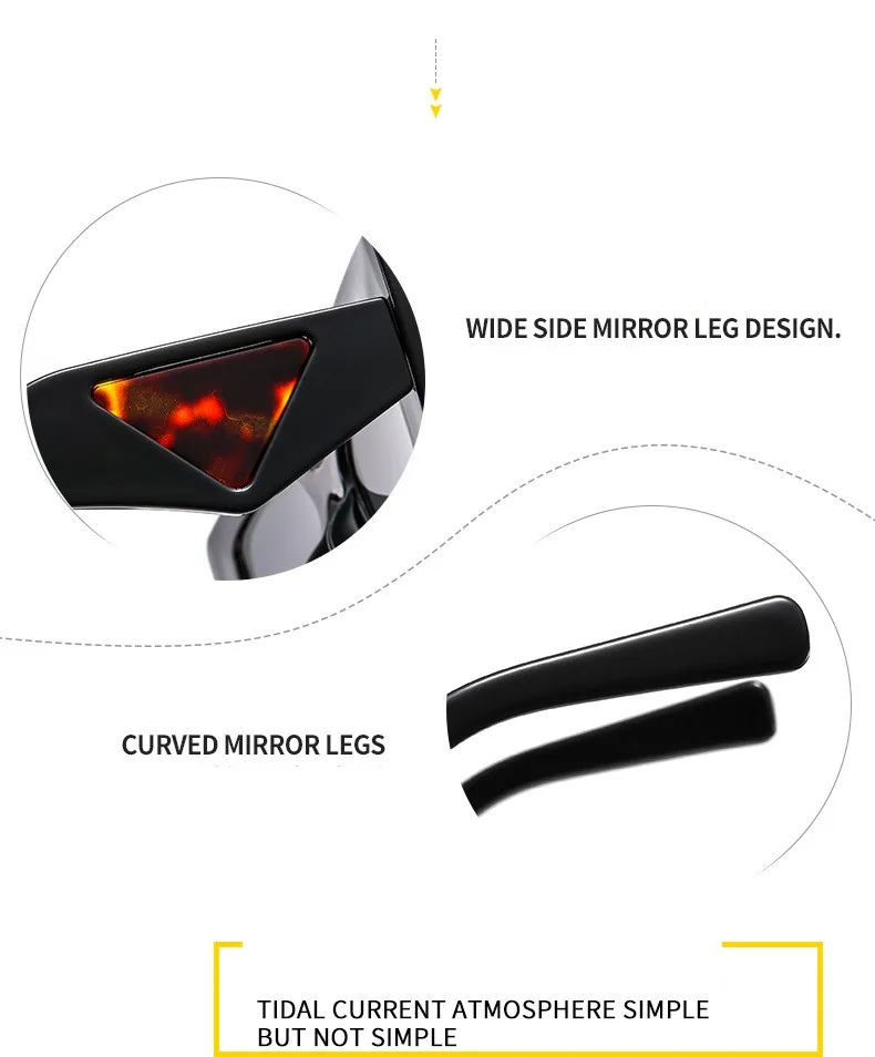 KAMMPT Übergroße Vintage Sonnenbrille Frauen Mode Unregelmäßigen Farbverlauf Shades Brillen Trendy Luxus Marke Design UV400 Sonnenbrille – Detail 4