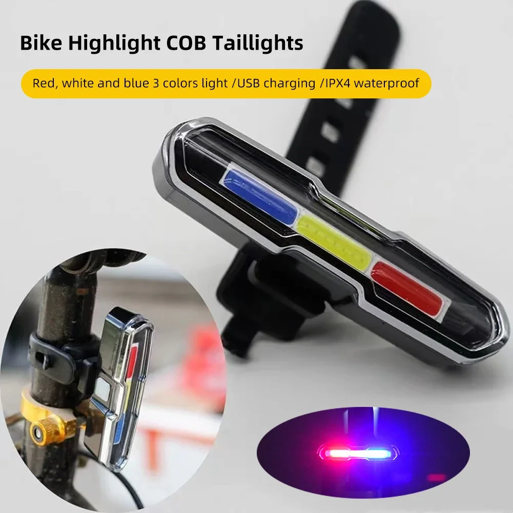 Luces traseras de advertencia impermeables para bicicleta de montaña, luz trasera COB para correr, montar en bicicleta, recargable por USB