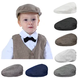 Baby Boys Herringbone Flat Hat Kids Vintage Drivers Newsboys Criança Macia Com Forro Cap Infantil Grosso Inverno Quente Acessórios