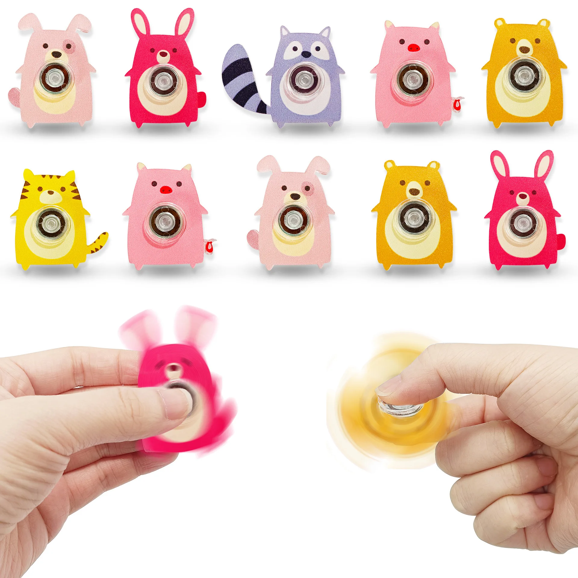 6PCS 손가락 끝 자이로 장난감 크리 에이 티브 아크릴 동물 고양이 개 폭스 Fidget 스피너 장난감 스트레스 릴리프 파티 호의 선물