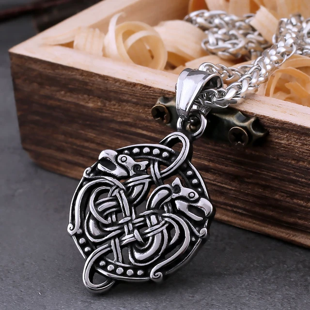 Vintage Nordic Vikings Dragon Necklace Men s Celtic Knot Symbol Amulet Stainless Steel Pendant Necklace Fashion Jewelry As Gift AliExpress