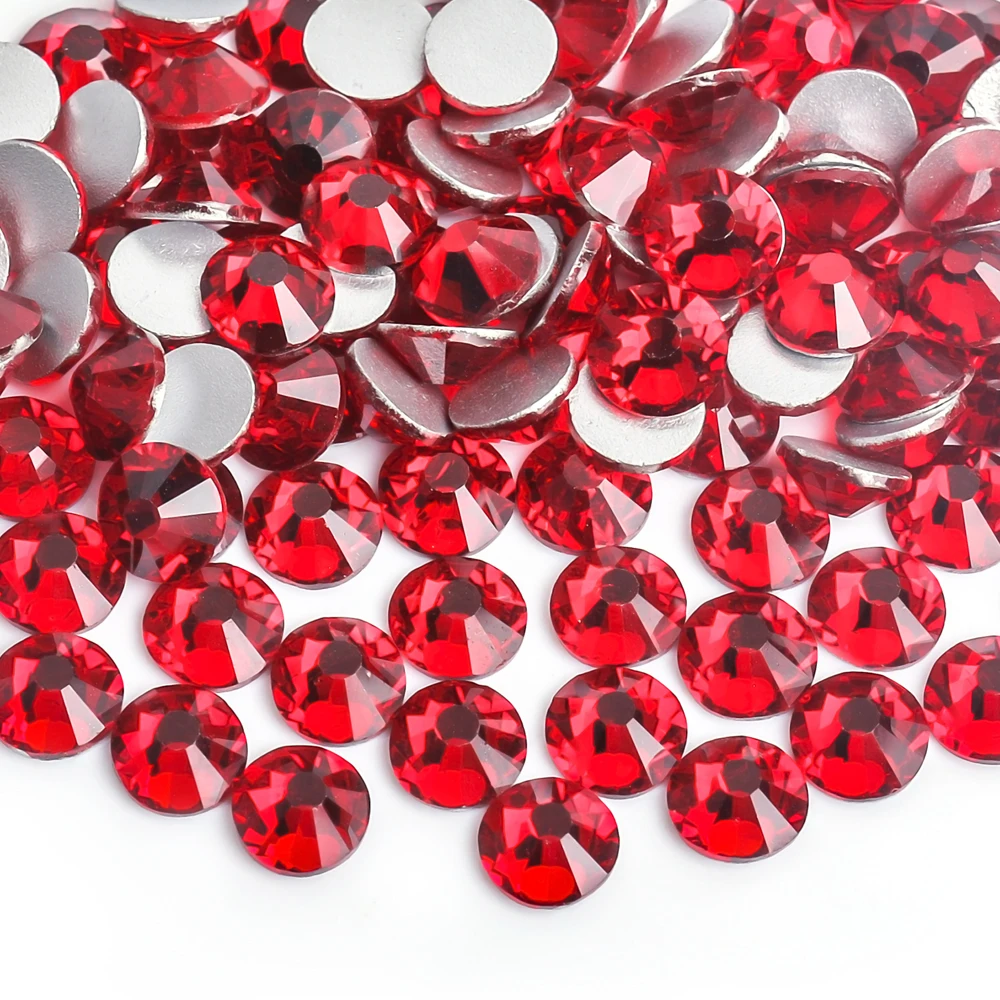 Light / Dark Siam Red Glass 3D Nail Art Rhinestones SS3-SS34 Crystal / Glass Non HotFix Nail Art Decorations