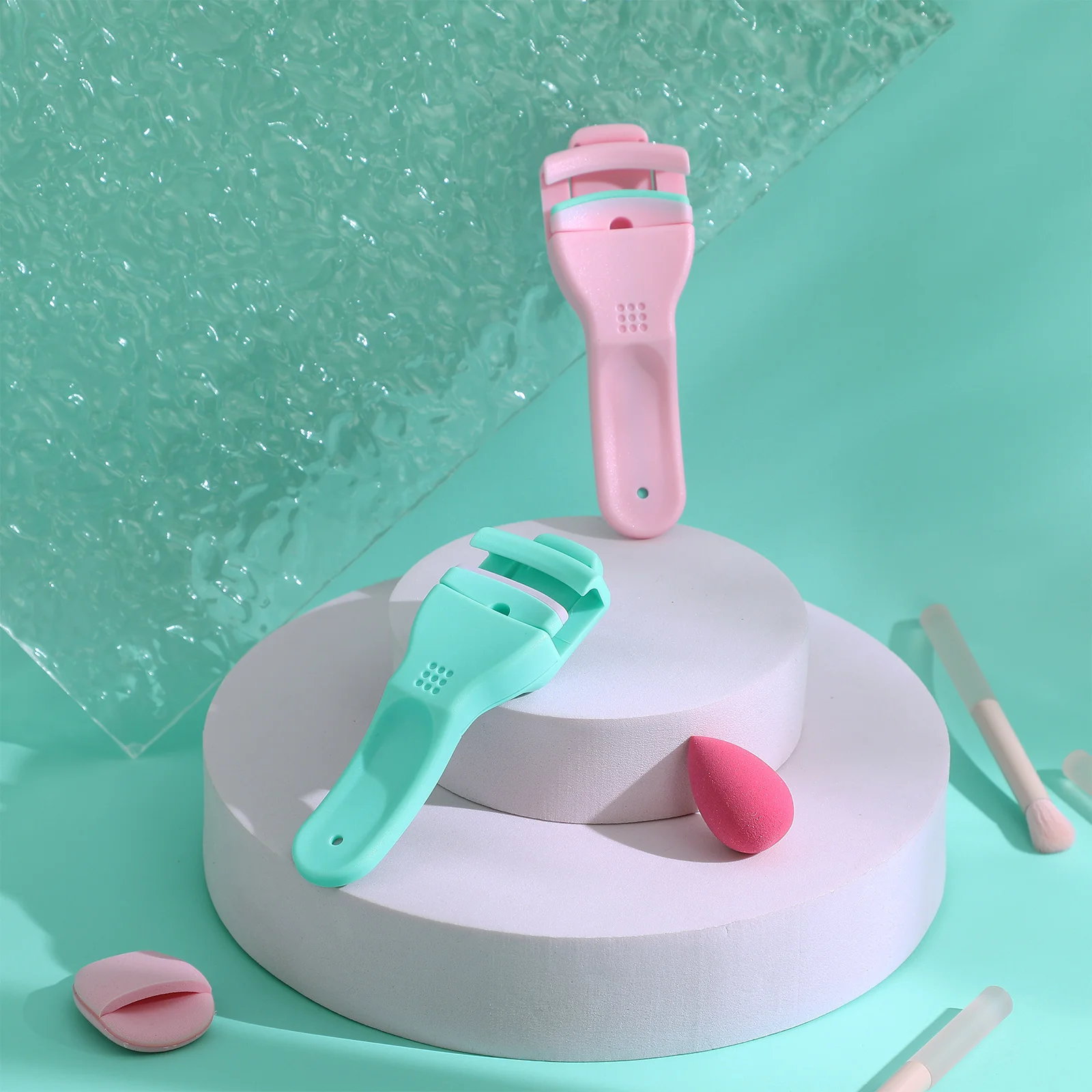 

2Pcs Eyelash Curler Simple Straight Handle Eyelash Clamp for Daily Use Portable Lightweight Makeup Supplies Curling Tools