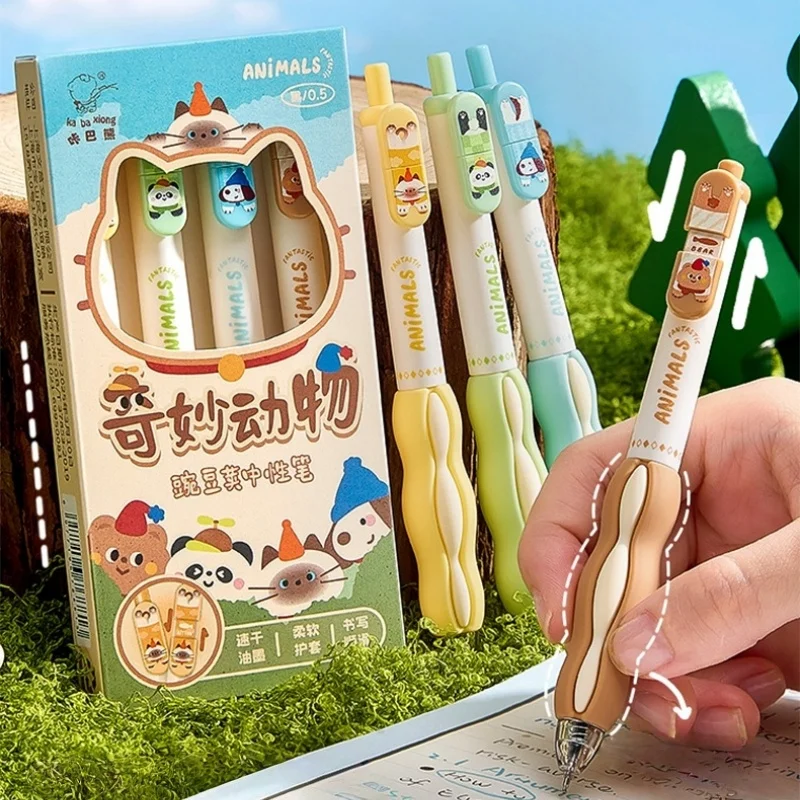 

4 шт., набор гелевых чернильных ручек с изображением гороха, мягкая ручка с изображением сировой кожи, удерживающая шариковая ручка 0,5 мм, черные цветные чернила для ежедневного письма A7902