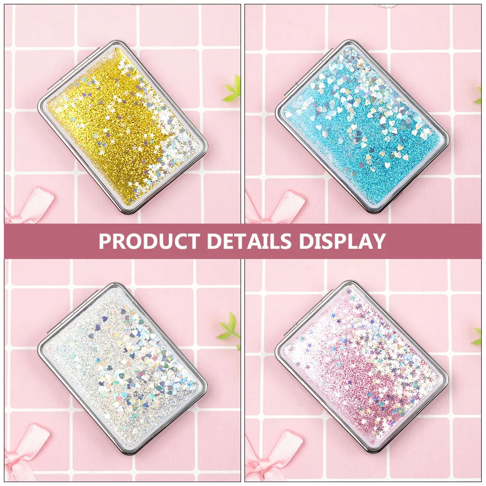 

4Pcs Makeup Mirrors Double-Sided Folding Compact Travel Mirror for Women Small Portable Mirror Premium ABS Silver