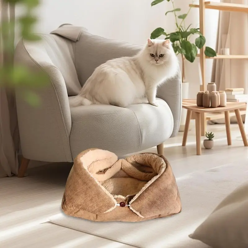 Katzenbett-Schlafsack, kleine Hundebetten, waschbar, zum Schlafen, Verstecken, für den Innenbereich, Haustiersofas, warmes Hundehaus für den Winter, drinnen und draußen