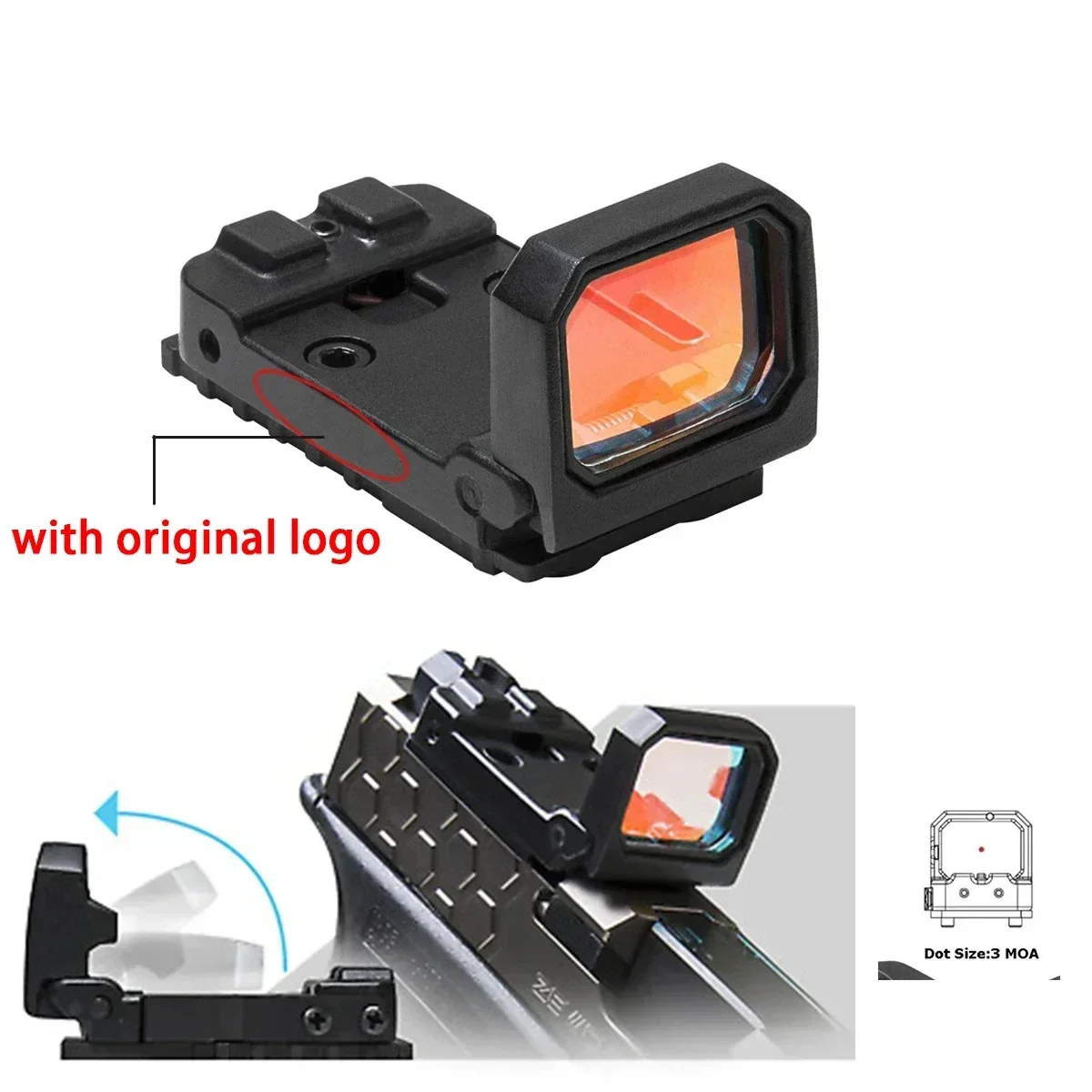 Hunting RMR VISM Flip Up Red Dot Sight Riflescope Glock MOS 1913 Mount For Airsoft Pistol Glock 17 19 AR15 Accessories