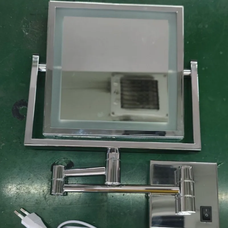 Square Double Sided LED Makeup Mirror 1X 10X Magnifying Folding 360° Rotatable Cosmetic Vanity Mirror with Light