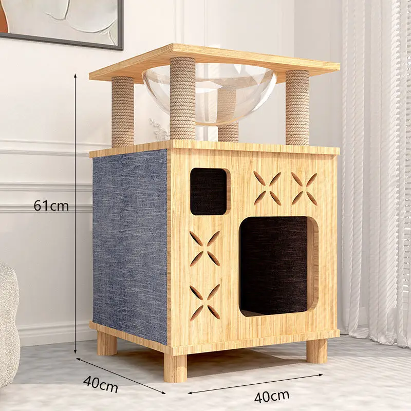 Small apartment solid wood cat climbing frame space capsule small multi-functional cat jumping platform cat rack