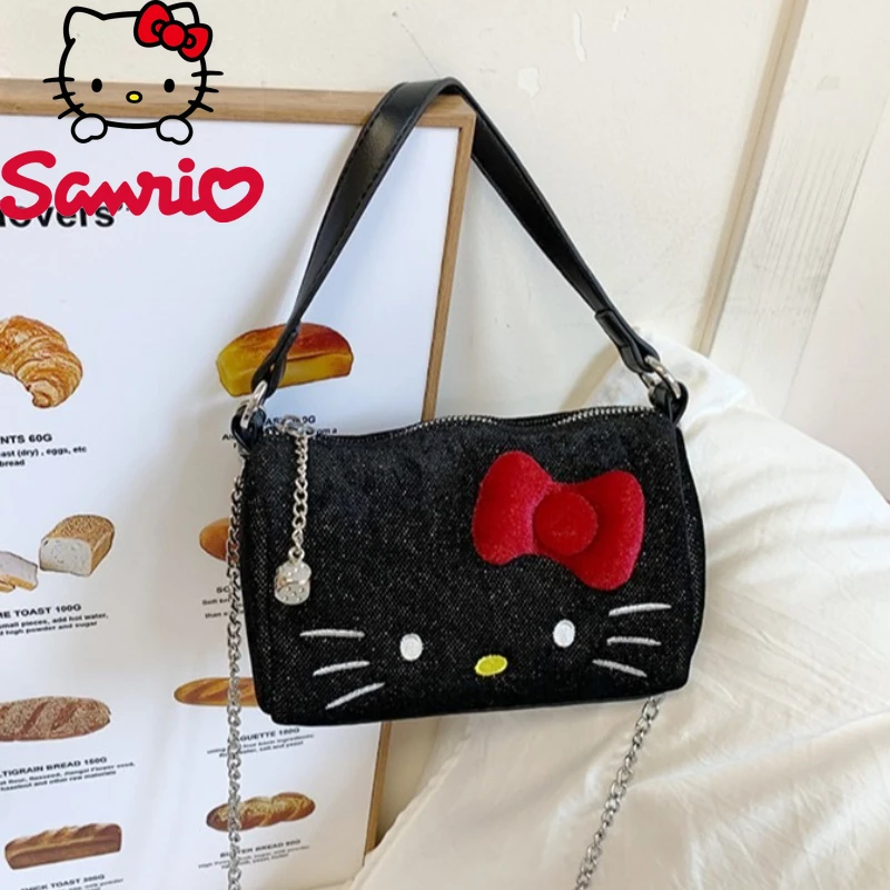 

Sanrio Hello Kitty New Women's Handbag Cartoon Cute Mini Women's Shoulder Bag Fashion Trend Black Shiny Mini Women's Bag