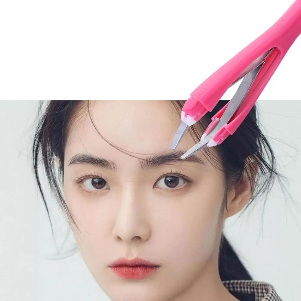 Stainless Steel Eyebrow Trimming Hair Removal Slant Tip Automatic Eyebrow Tweezer Eyebrow Pinch Clip Clamps Makeup Tool