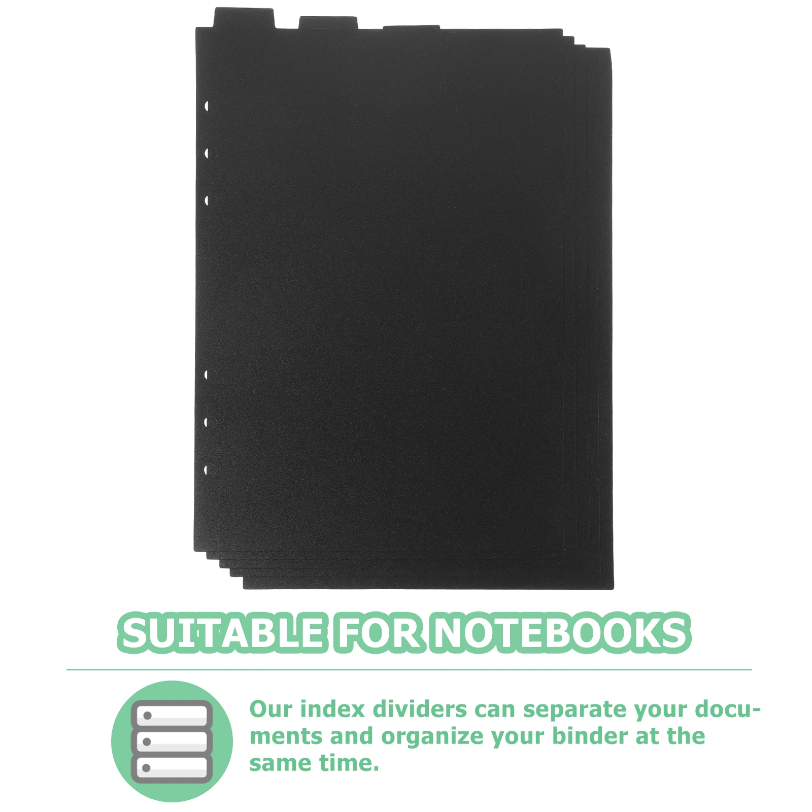 

5Pcs A5 Black Binder Dividers with Tabs Plastic Sheet Separators for 6 Ring Binder Organizers Index Page Dividers Office Study