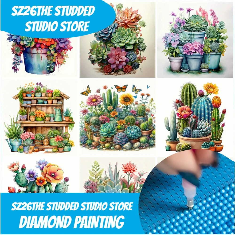 

Sz26Новые поступления с шипами, алмазная живопись, цветок, полная круглая квадратная дрель, мозаика, суккулентное растение, искусство, украшение для дома, подарок «сделай сам»