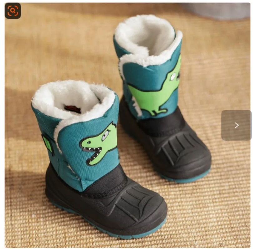 Child Fleece-lined Warm Tall Boots Boys Girls Thickened Non-slip Snow Boots Student Mid-calf Cotton Shoes Kids Casual Warm Boots