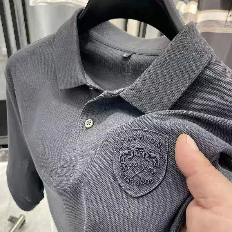 Summer New Style Short Sleeve  Shirt Men's Collar T-Shirt Business Breathable Young Middle-aged Thin Casual Quick Dry ...