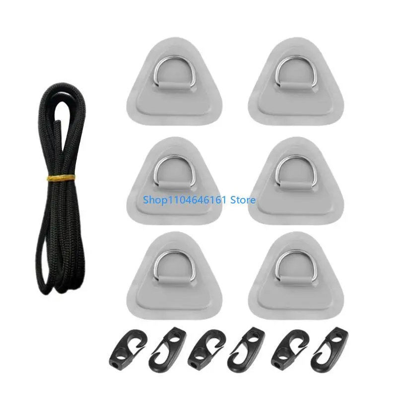 

Набор из 6 накладок из нержавеющей стали с D-образными кольцами для палубы каяка и каноэ с веревкой и крючками длиной 2,5 м