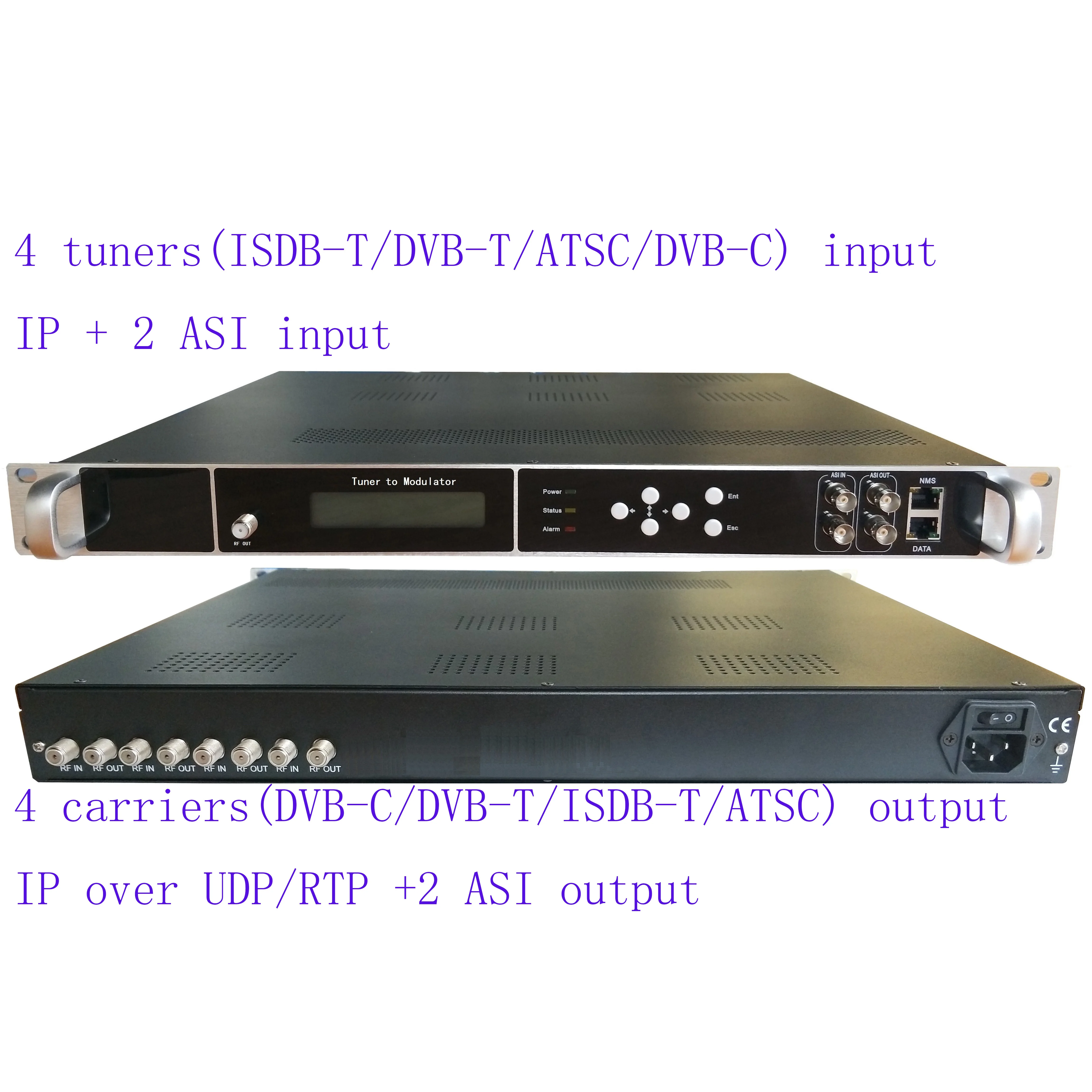 

4/8 way dvb-s2/S to DVB-T/DVB-C/ATAC/ISDB-T digital catv modulator, 4/8 way RF tuner to digital RF modulator