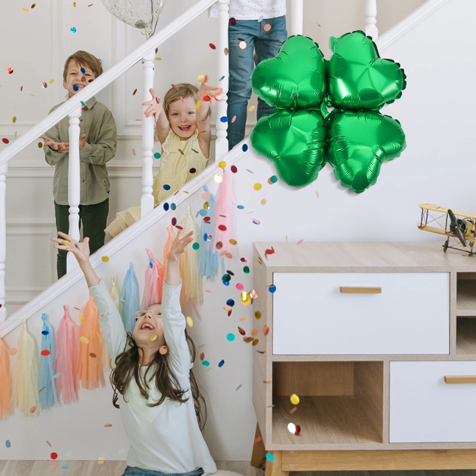 

50Pcs Four Leaf Clover Heart Shape Foil Balloons Green Reusable Party Supplies Festival Birthday Wedding Photo Props