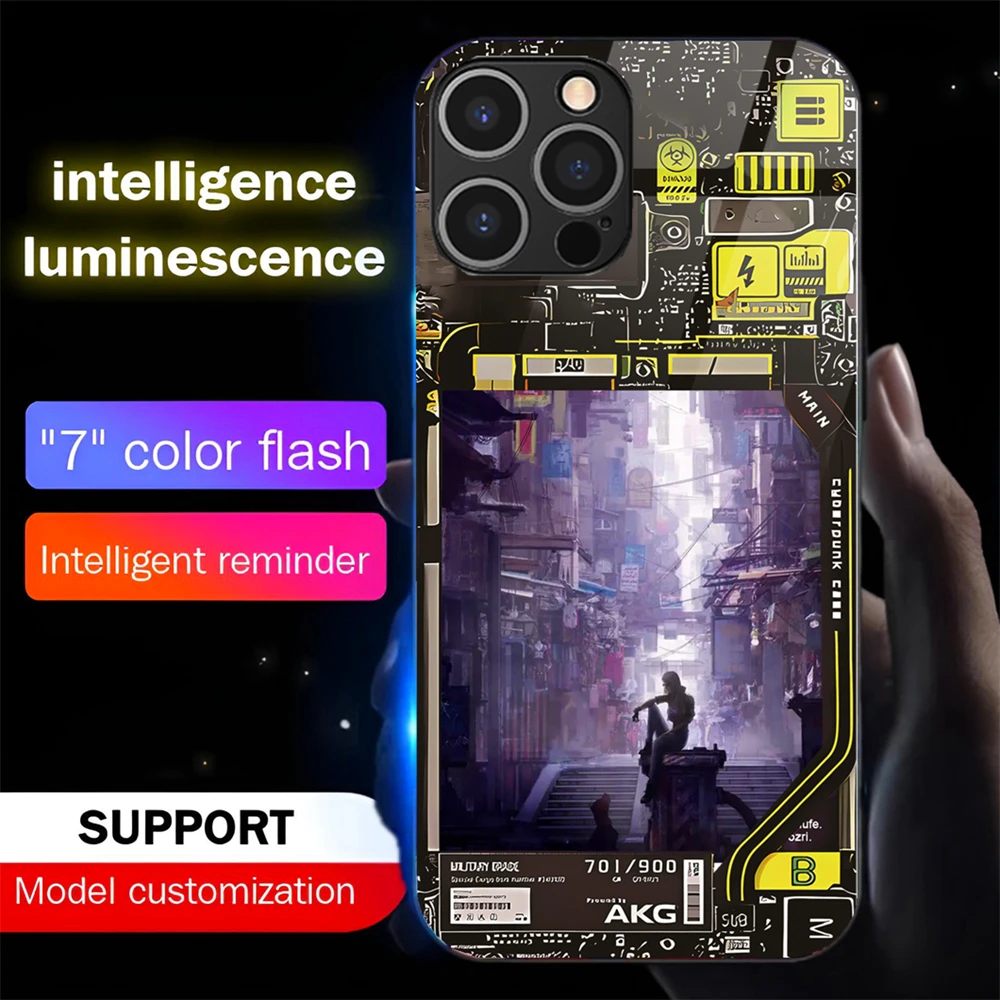 

So Cool Cyber World LED Phone Case Voice Controlled Lighting Phone Cover For Samsung S25 S24 S23 S22 S21 S20 FE Plus Ultra