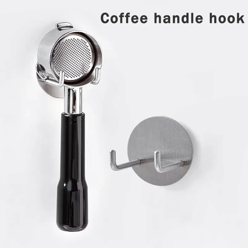 Coffee Handle Stainless Steel Hook Wall-mounted Italian Coffee Stand Coffee Press Rack Handle Storage Rack Barista Tool