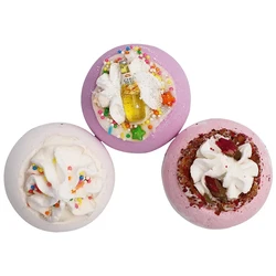 Bombas de baño para pasteles, Bola de aromaterapia con aceites esenciales, relajante y rejuvenecedor, rosa y melocotón, regalo de 200g, 3 unidades por lote