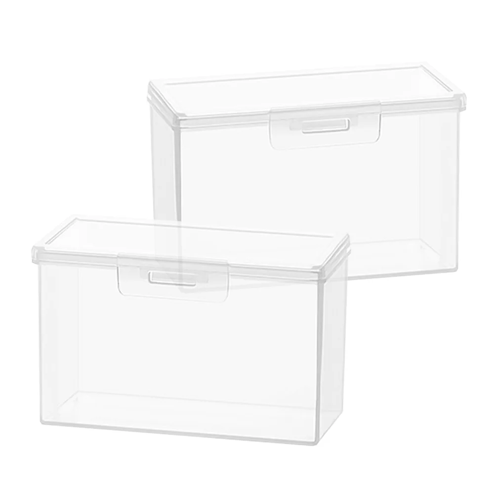 2 Pcs Card Storage Box Holder Small Bins Game Cards Case Container Rectangular Clip Baseball