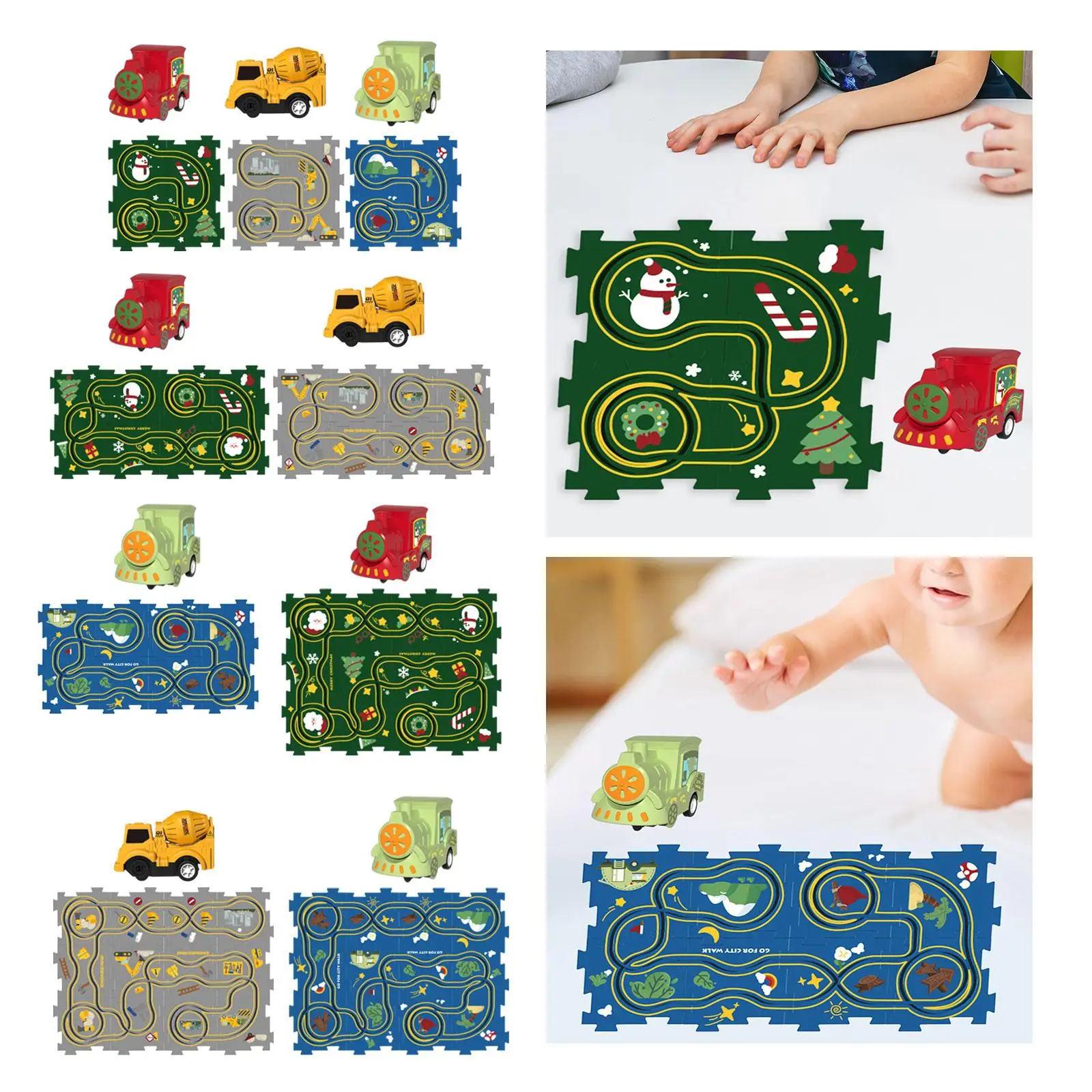 

Puzzles Track Play Set Track Toy Vehicle Jigsaw Educational Toy Train Track Puzzle Board Track Building Blocks for Girls Kids