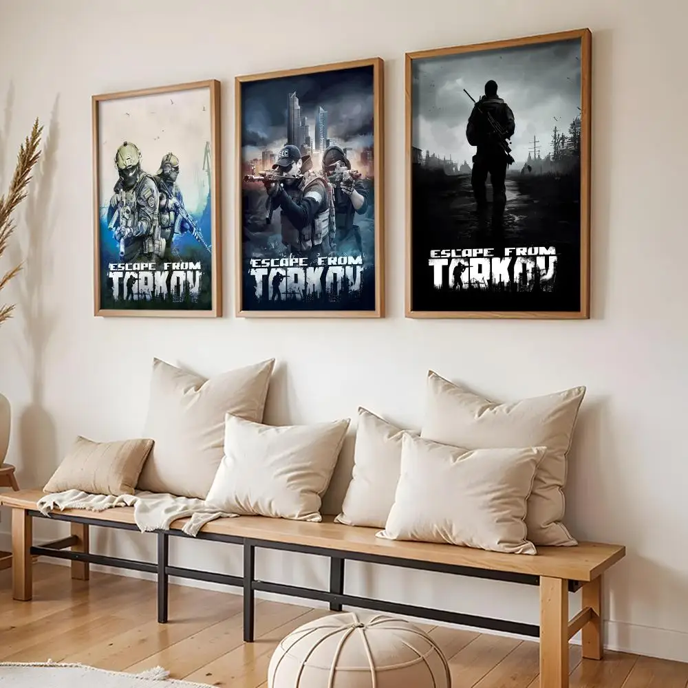 Escape From T-Tarkov Poster Stickers HD Painting Self-Adhesive Art for Bedroom Living Room Home Decor Modern Wall Decals Gift