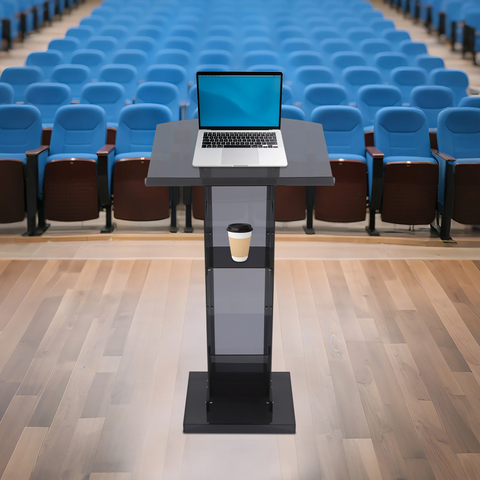 Acrylic Clear Lecture Podium Speech Presentation Lectern Stand Stable Display Desk For Conference Hall Classroom Event Venue Office Use
