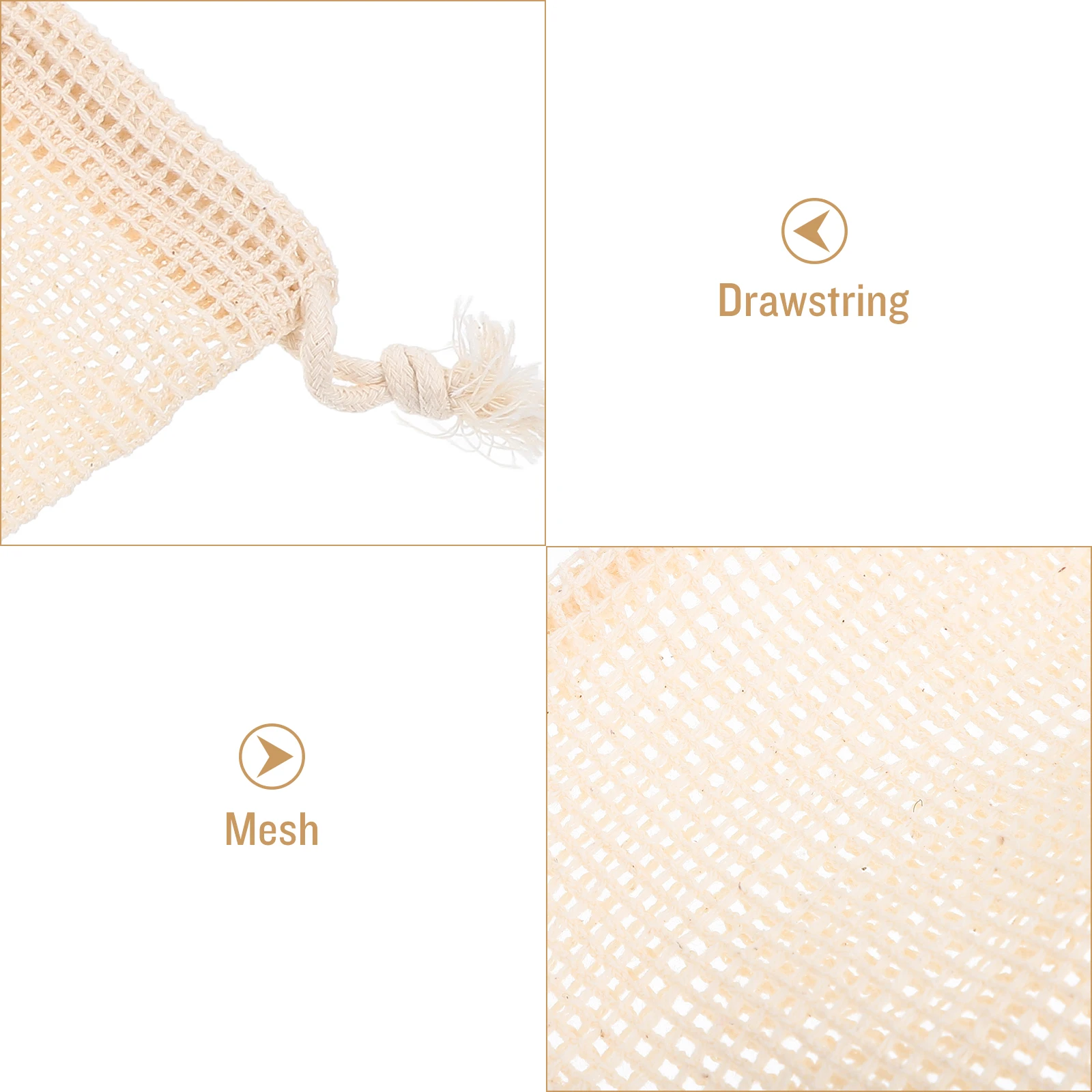 6pcs Cotton Mesh Bags for Fruit Vegetable Storage Reusable Drawstring Pouches Washable Bag Set Various Sizes Grocery