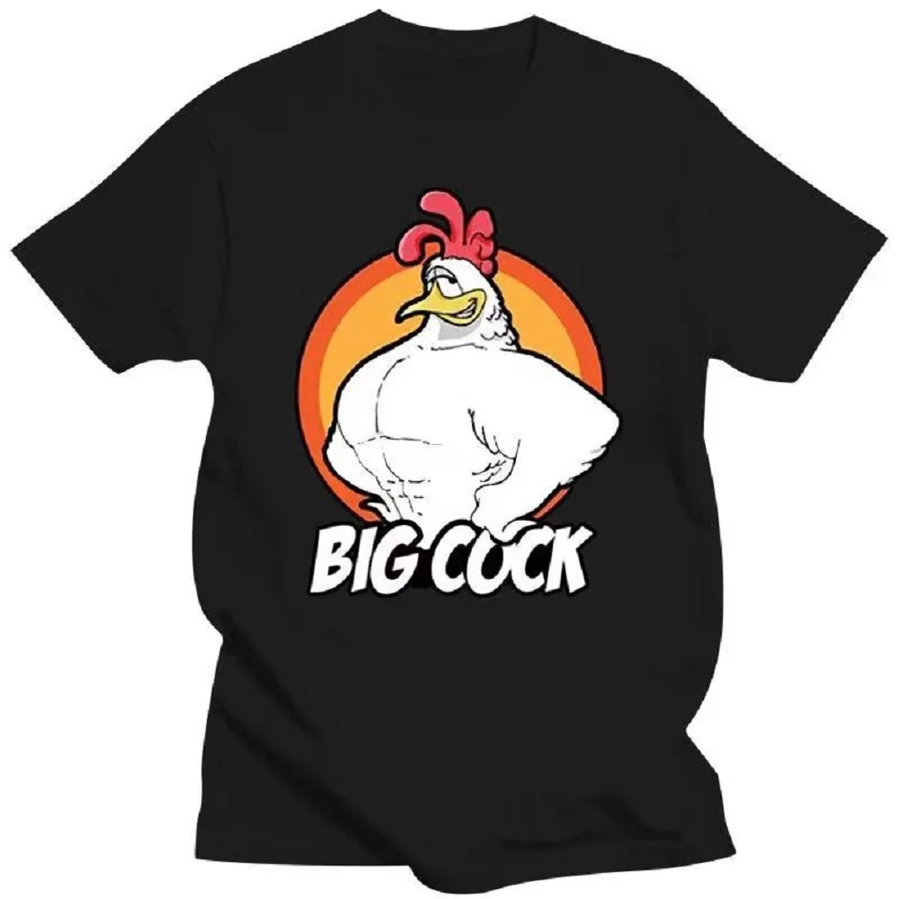 Camisetas de manga corta para hombre, divertidas camisetas de verano con diseño de gallo grande, cómic feo, regalo de Navidad,