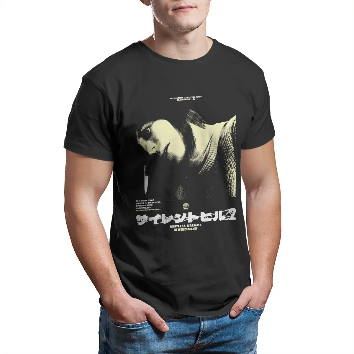 

SH2 Angela RESTLESS DREAMS Video game survival horror Monster Pyramid head T Shirt for men Silent Hill 100% Cotton Tops Novelty