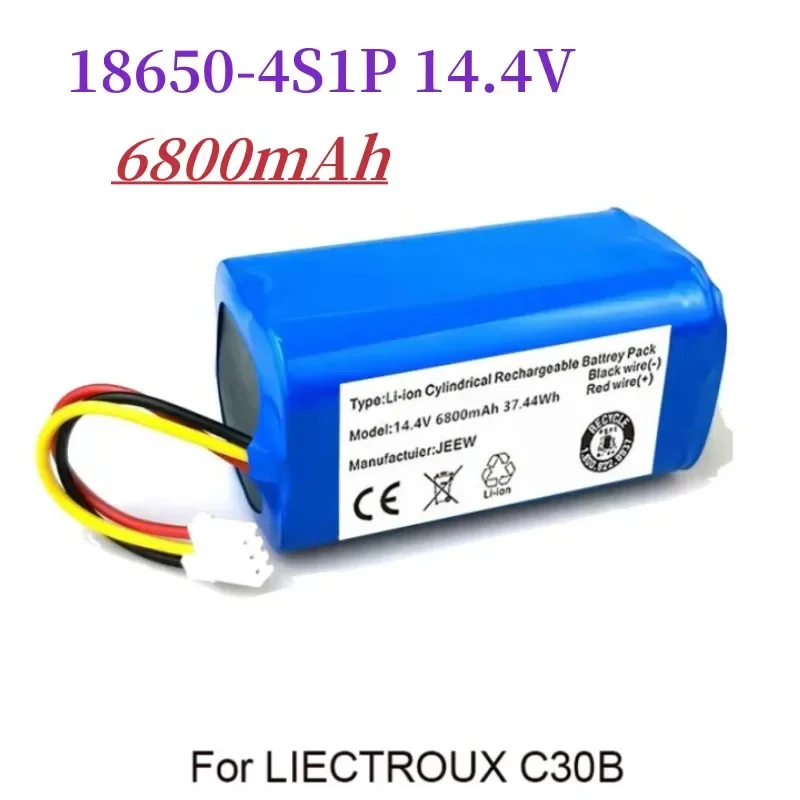 100% New Original 14.4V12800mAh/9800mAh/6800mAh/4800mAh/2800mAh Battery for LIECTROUX C30B Robot Vacuum Cleaner, 1pc/pack