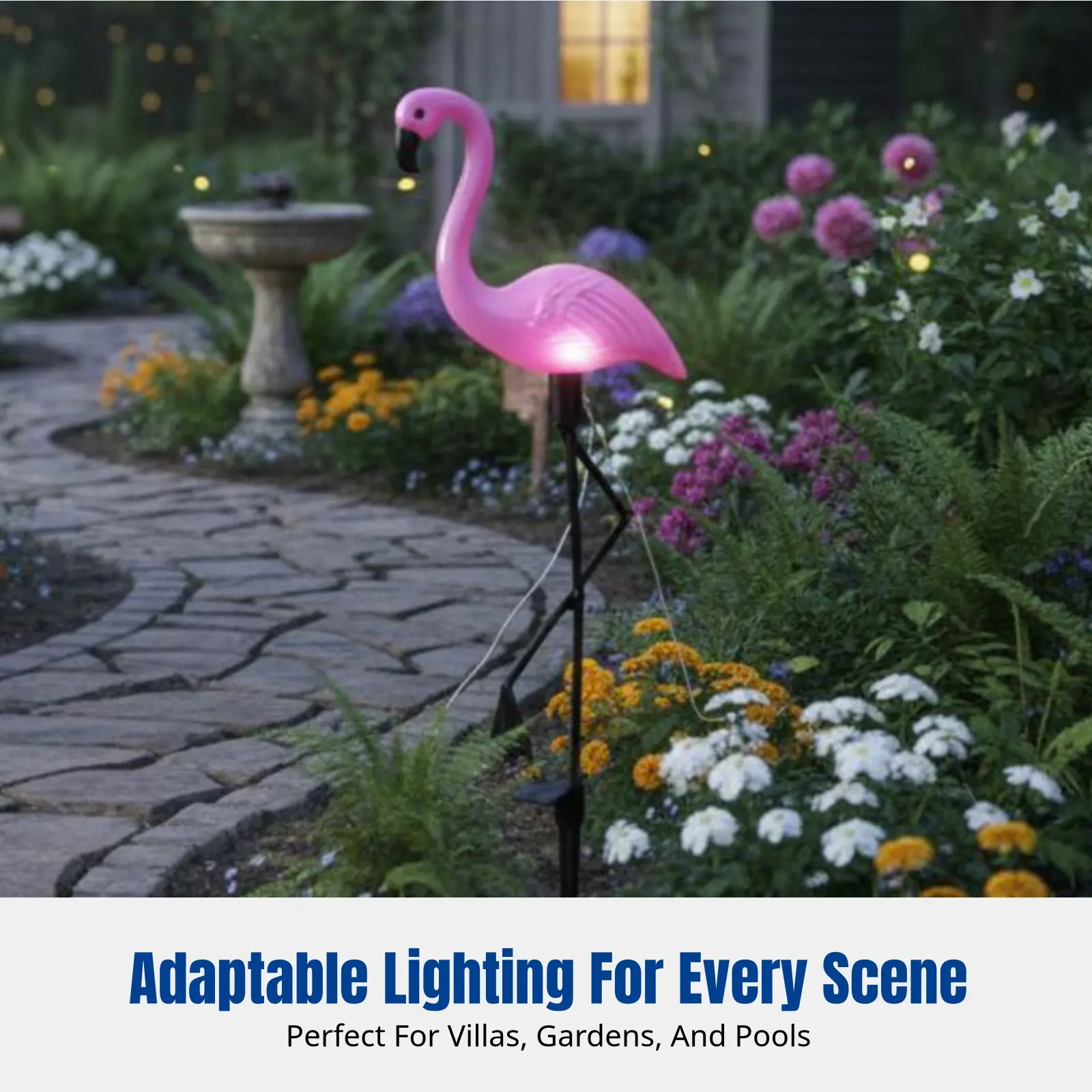 Solar Flamingo Lawn Light, Outdoor Garden Landscape Light, Animal Shape, Pool, Villa, Decorative Lighting view 3