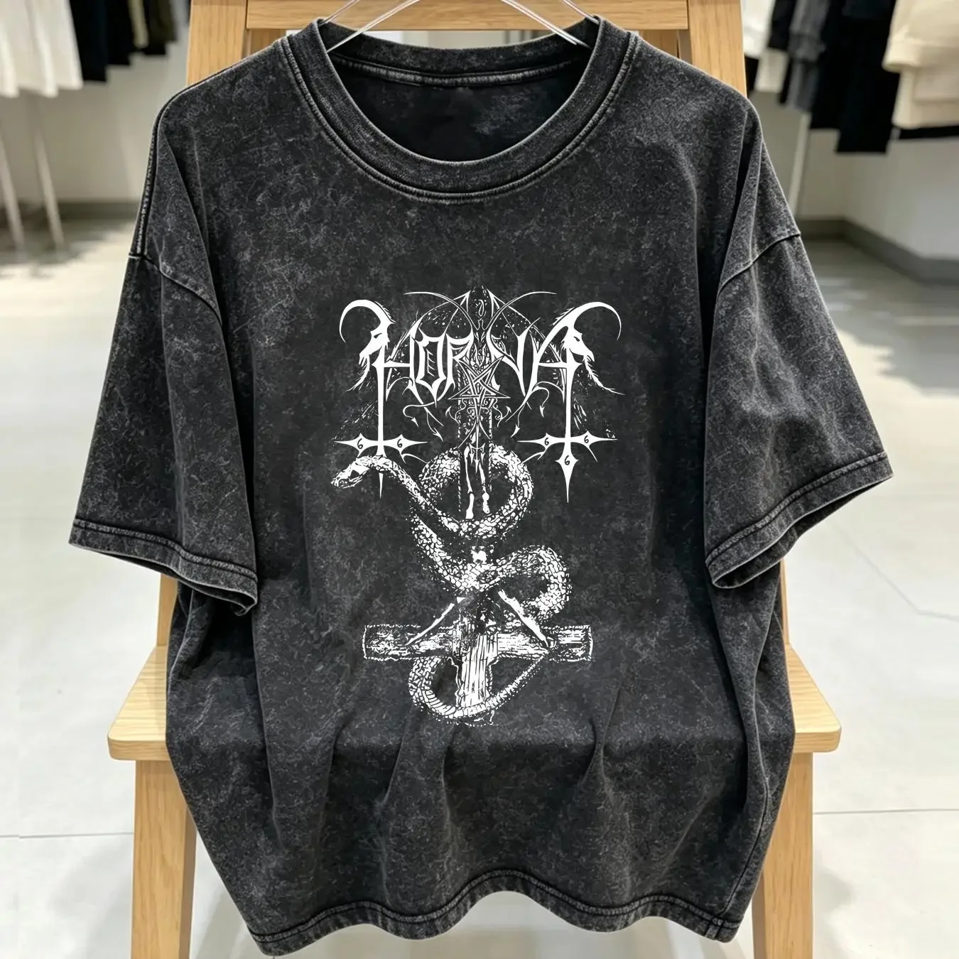 washed T Shirt Horna Devil Intimate  Cotton Black Men Size S to 5XL PM1606 vintage Washed streetwear designer clothes Stylish
