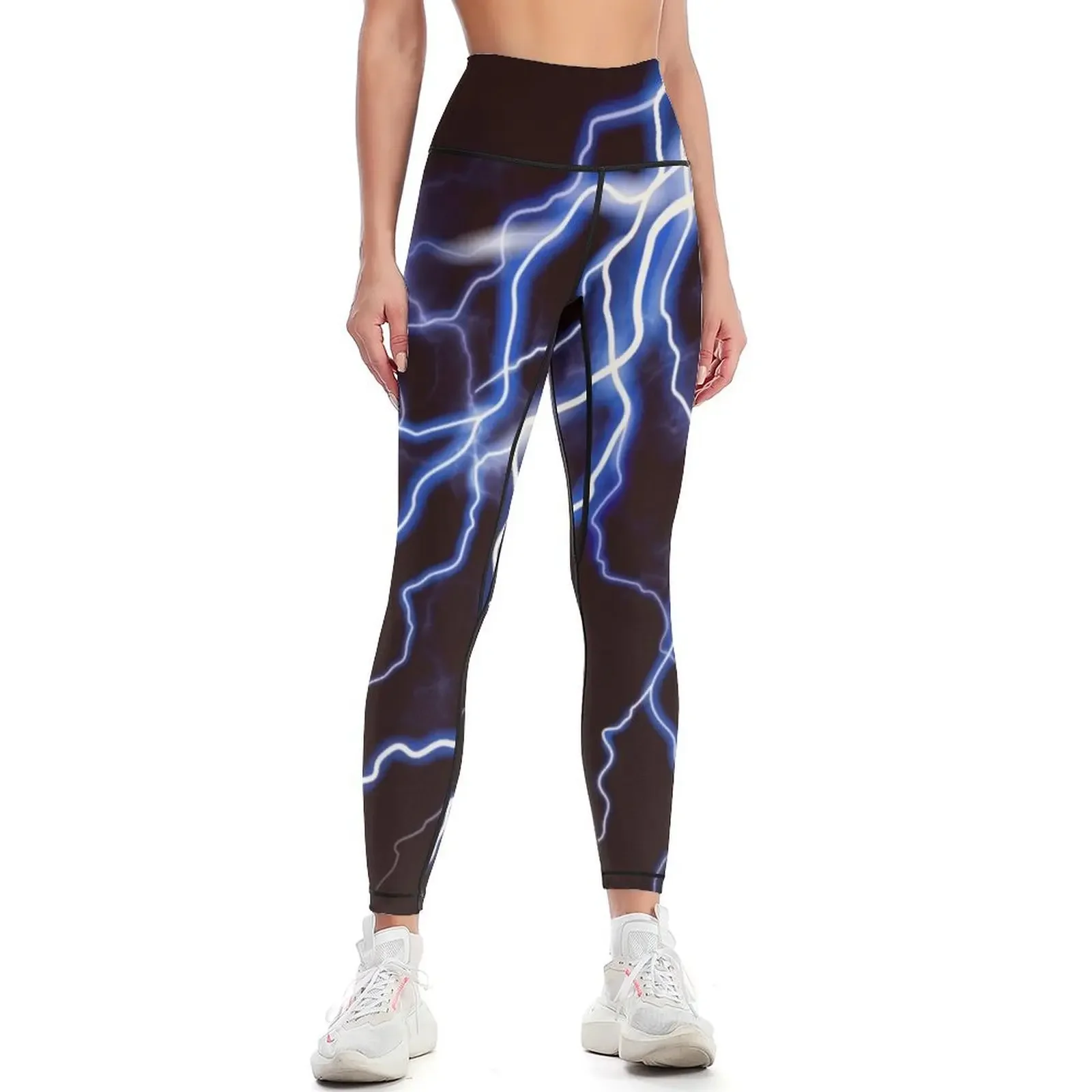 

Blue Thunder Colorful Lightning graphic Leggings Tight fitting woman gym clothing sport pants Womens Leggings