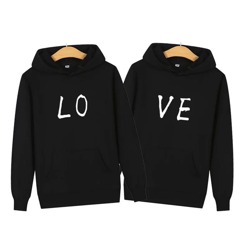 Homens e mulheres Camisola com estampa LOVE, Hoodies Lovers, Pullover, Streetwear casual, Roupa de treino, Moda, Novo