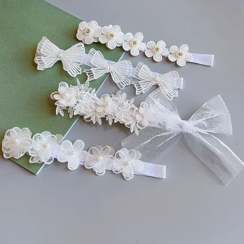 Newborn Baby Lace Headband Princess White Lace Headband Korean Spring and Summer Infant Headwear Headbands for Baby Girls